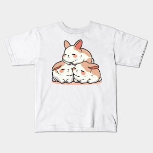 Fluffy Trio Rabbits Kids T-Shirt